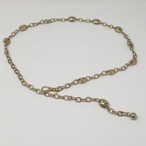Gold Tone Chain Link Adjustable Jewelry Belt Disc Detail Minimalist Chic